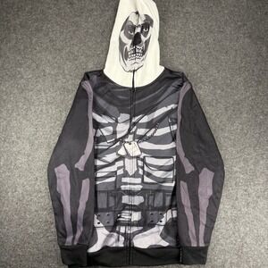 Fortnite Skull Trooper Zip Up Hoodie Kids Large L Black Halloween Costume